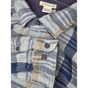 Carbon 2 Cobalt Linen Blend Mens Plaid‎ Button Up Shirt XL